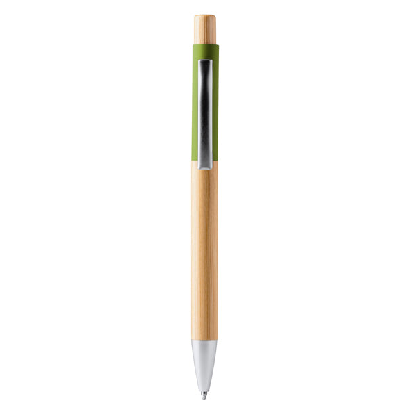 Bolígrafo de bambú con detalle de color tacto suave · Verde Oasis