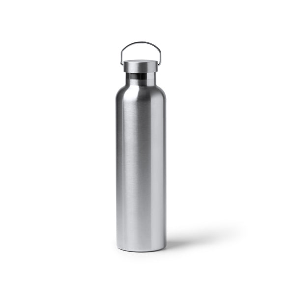 Botella térmica de acero inoxidable 1 L con asa · Plata