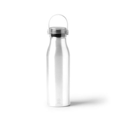 Botella de aluminio reciclado 750 ml con asa de silicona · Blanco