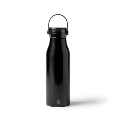 Botella de aluminio reciclado 750 ml con asa de silicona · Negro