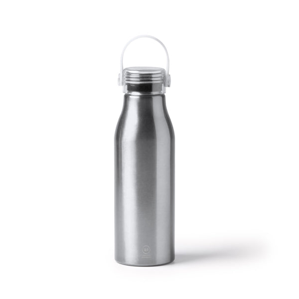 Botella de aluminio reciclado 750 ml con asa de silicona · Plata