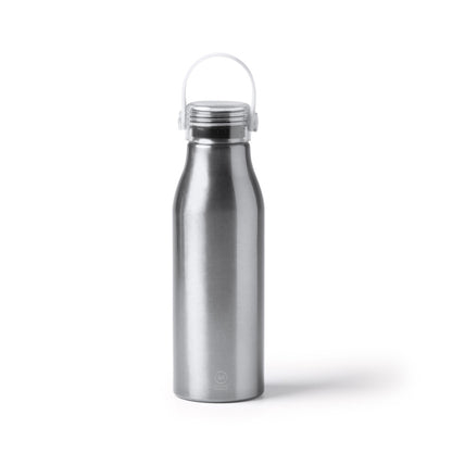 Botella de aluminio reciclado 750 ml con asa de silicona · Plata