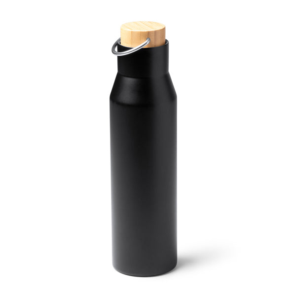 Botella térmica de acero reciclado 550 ml con tapa de bambú