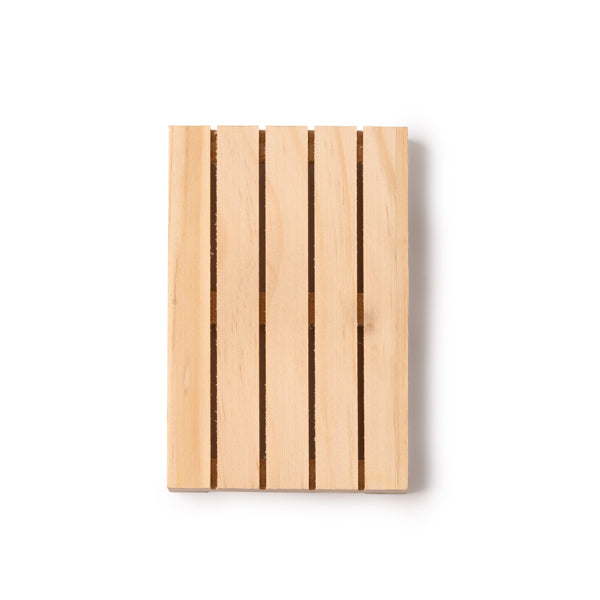 Posavasos de madera con forma de palé · Crudo