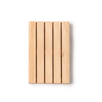 Posavasos de madera con forma de palé · Crudo