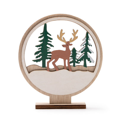 Adorno navideño de madera con base · Crudo