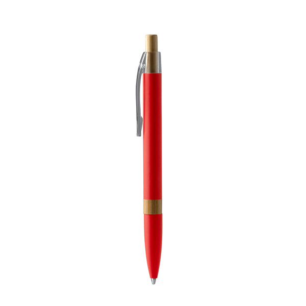 Bolígrafo de aluminio reciclado con pulsador de bambú · Rojo