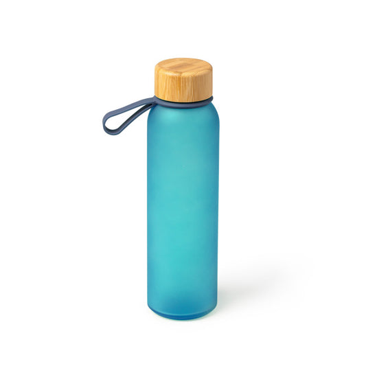 Botella de cristal reciclado 500 ml con tapón de bambú