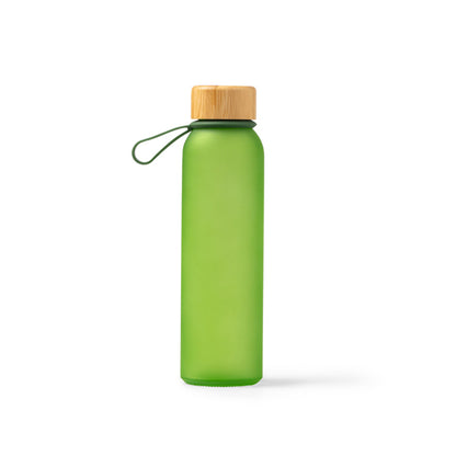 Botella de cristal reciclado 500 ml con tapón de bambú · Verde Helecho