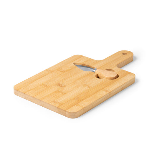 Tabla de quesos de bambú con cuchillo