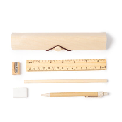 Set de escritura de madera en estuche de madera · Crudo