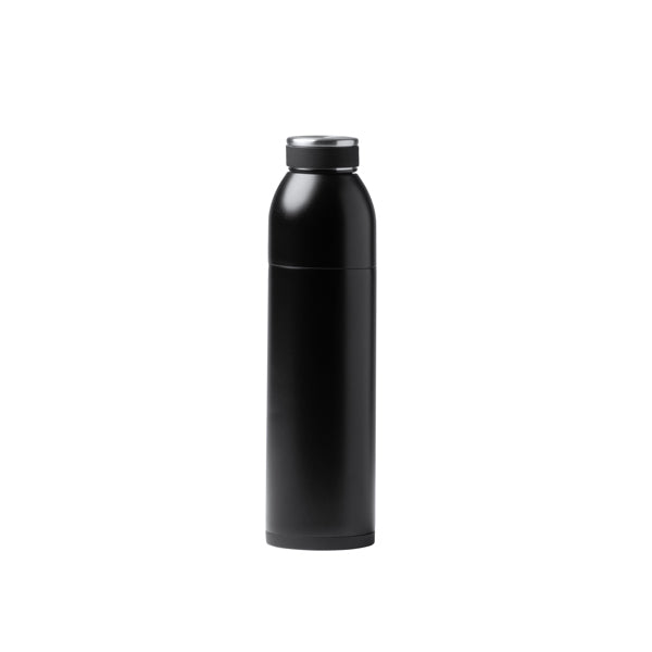 Botella 2 en 1 con vaso térmico de acero inoxidable · Negro