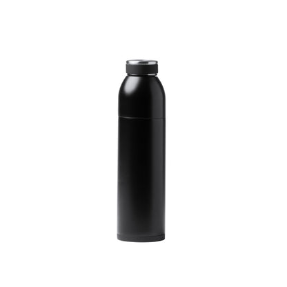 Botella 2 en 1 con vaso térmico de acero inoxidable · Negro