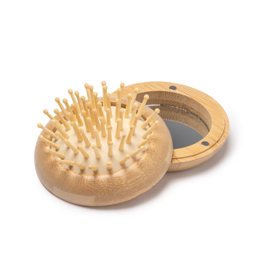 Cepillo plegable de bambú con espejo