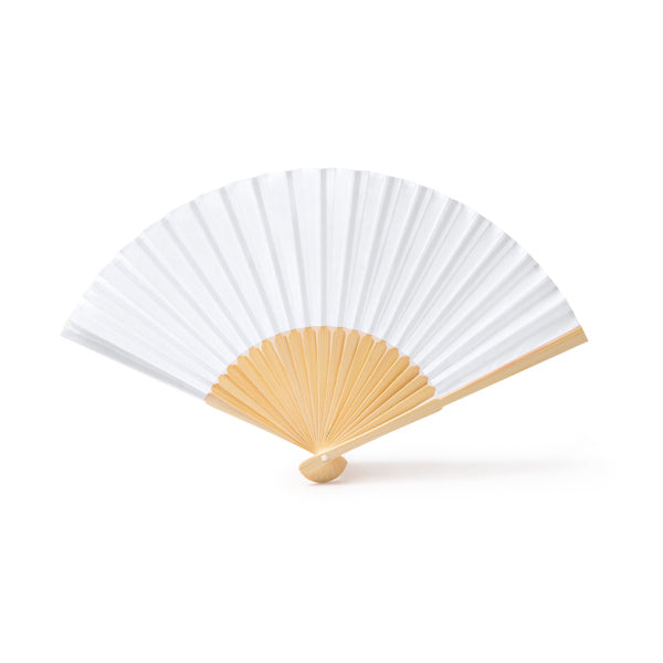 Abanico de bambú y poliéster en colores · Blanco