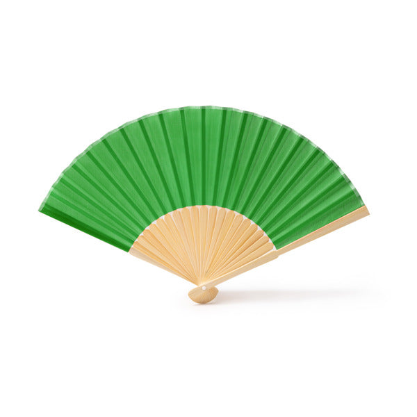 Abanico de bambú y poliéster en colores · Verde Helecho