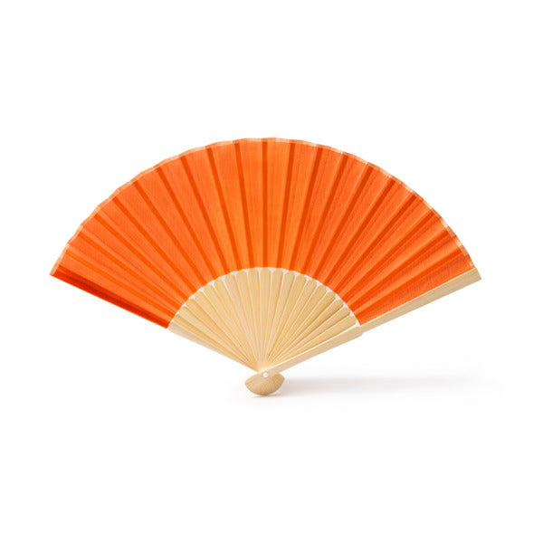 Abanico de bambú y poliéster en colores · Naranja