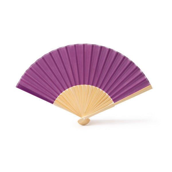 Abanico de bambú y poliéster en colores · Purpura