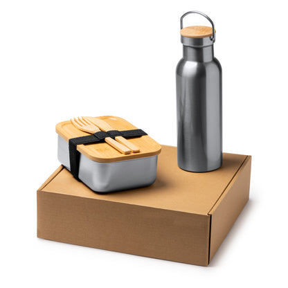 Set de fiambrera, botella y cubiertos