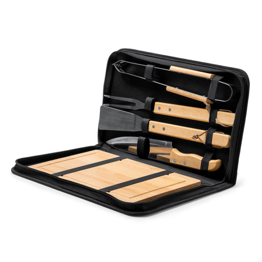 Set de barbacoa de 4 piezas con tabla de madera