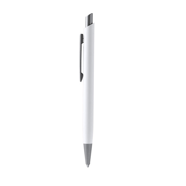 Bolígrafo de aluminio reciclado tacto suave · Blanco