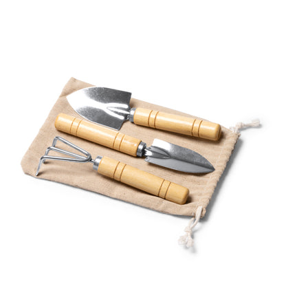 Set de jardinería de 3 piezas con mango de bambú