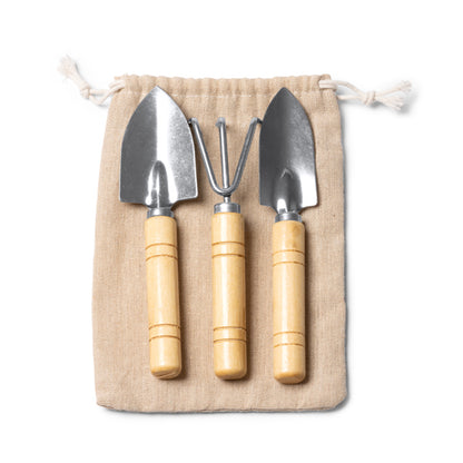 Set de jardinería de 3 piezas con mango de bambú · Crudo