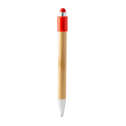 Bolígrafo antiestrés de bambú con spinner · Rojo