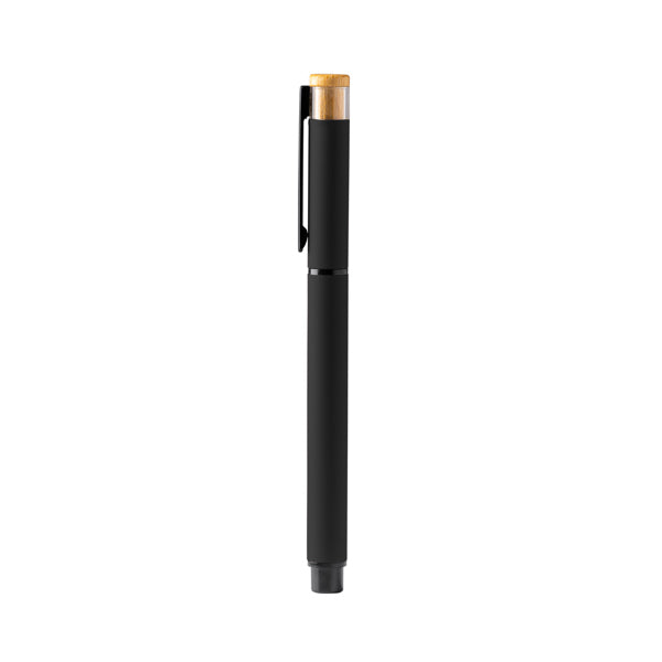 Roller de aluminio reciclado con detalle de bambú · Negro