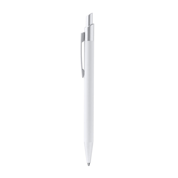 Bolígrafo de aluminio reciclado mate tacto suave · Blanco