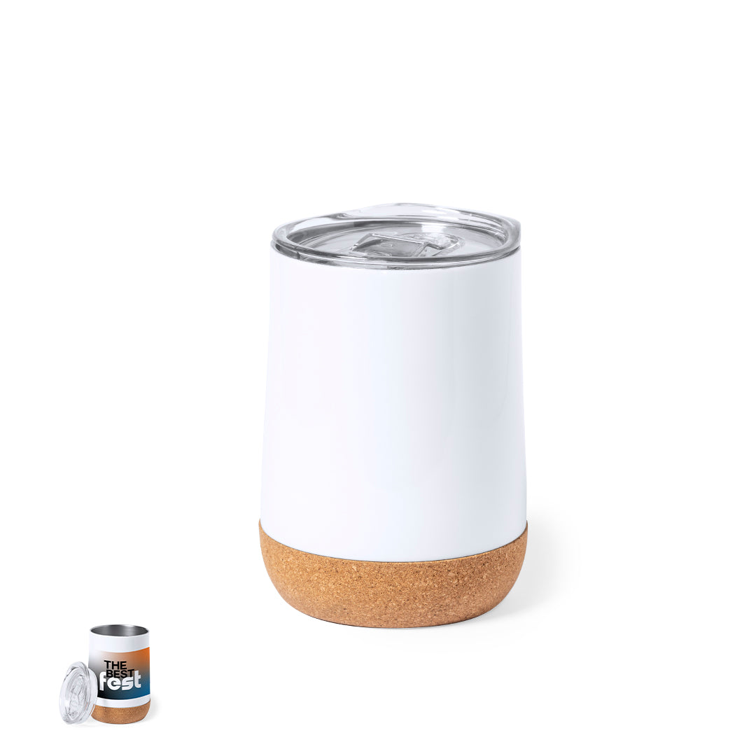 Vaso térmico blanco para sublimar con corcho 330 ml