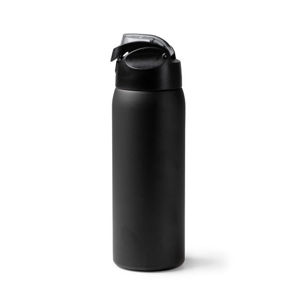 Botella térmica de acero reciclado 930 ml con tapa transparente · Negro