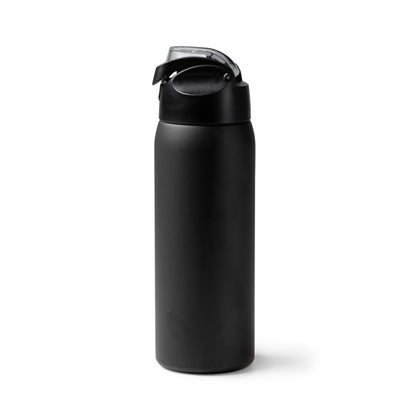 Botella térmica de acero reciclado 930 ml con tapa transparente · Negro