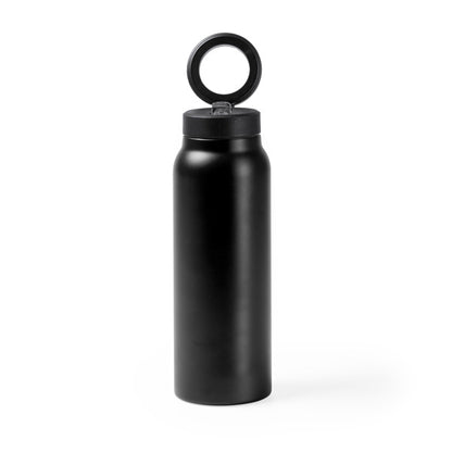 Botella térmica 750 ml con soporte magnético para móvil · Negro