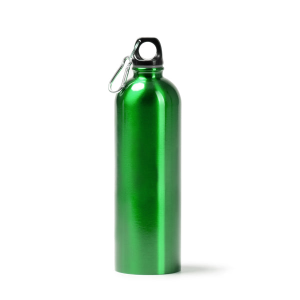 Botella de acero reciclado metalizada 750 ml con mosquetón · Verde Helecho