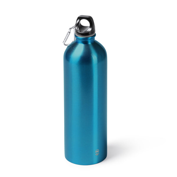 Botella de acero reciclado metalizada 750 ml con mosquetón