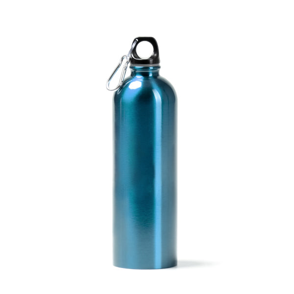 Botella de acero reciclado metalizada 750 ml con mosquetón · Royal Claro