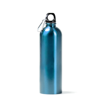 Botella de acero reciclado metalizada 750 ml con mosquetón · Royal Claro