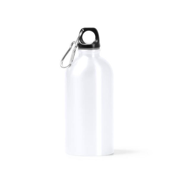 Botella de acero reciclado 500 ml con mosquetón · Blanco