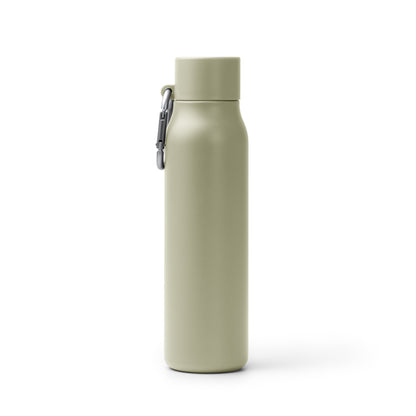 Botella térmica mate de acero reciclado 550 ml con mosquetón · Beige