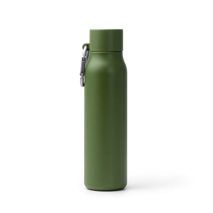 Botella térmica mate de acero reciclado 550 ml con mosquetón · Verde Oscuro