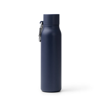 Botella térmica mate de acero reciclado 550 ml con mosquetón · Marino