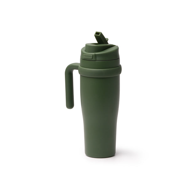 Taza térmica de acero reciclado 900 ml con pajita y asa