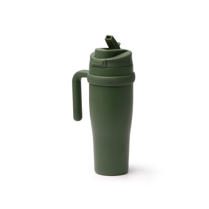 Taza térmica de acero reciclado 900 ml con pajita y asa