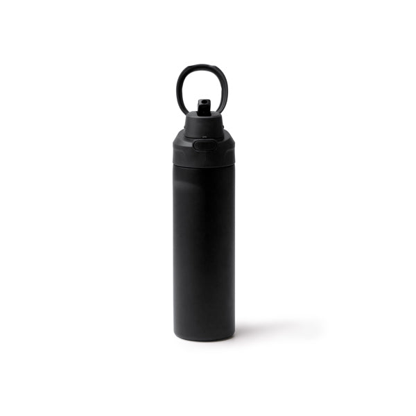 Botella térmica de acero reciclado 700 ml con pajita · Negro