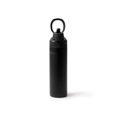Botella térmica de acero reciclado 700 ml con pajita · Negro