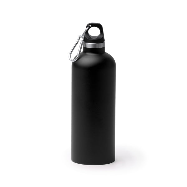 Botella térmica blanca 500 ml con mosquetón · Negro