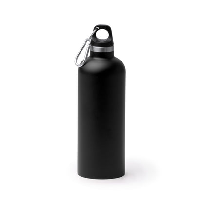 Botella térmica blanca 500 ml con mosquetón · Negro