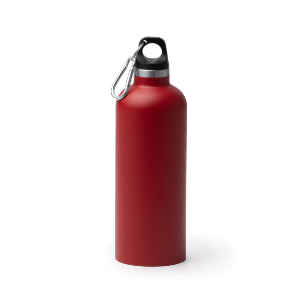 Botella térmica blanca 500 ml con mosquetón · Rojo