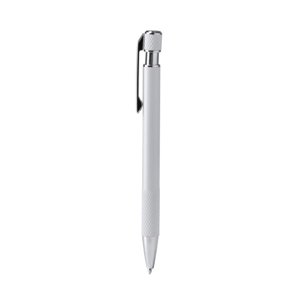 Bolígrafo fino de aluminio reciclado mate · Blanco
